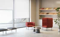 Canapé de bureau individuel à dossier haut avec tablette d'écriture, chaise lounge acoustique pour l'intimité
