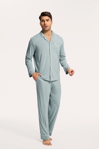 Set <span class=keywords><strong>Pigiama</strong></span> all'Ingrosso per <span class=keywords><strong>Uomo</strong></span> in Morbido Modal, <span class=keywords><strong>Pigiama</strong></span> Maschile a Maniche Lunghe e Pantaloni Lunghi in Bambù - Product Image 4