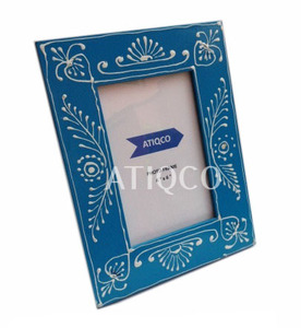 Màu xanh rajasthani phong cách khung ảnh bằng gỗ vẽ tay thiết kế Ấn Độ | trở lại Khung Ảnh Quà Tặng - Product Image 1