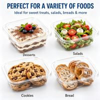 Emballages personnalisés jetables, recyclables, transparents, en plastique PET pour biscuits, gâteaux, pain, salades, tiramisu, emballages alimentaires avec couvercles