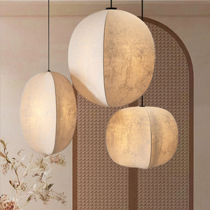 Lampe suspendue ronde en <span class=keywords><strong>tissu</strong></span> Wabi Sabi, style minimaliste, pour salon, chambre à coucher, salle à manger, décoration intérieure - Product Image 3