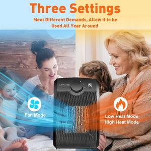 Lonove Electric Heater 1500W PTC Heating Element Oscillating Portable Indoor Space Warmer With Overheat Protection - Product Image 3