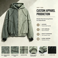 Sweat à capuche zippé vintage délavé pour homme avec franges brutes personnalisées et coutures apparentes, style streetwear