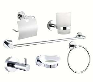 Venta al por mayor descuento moderno 6 piezas cromado <span class=keywords><strong>baño</strong></span> accesorio decoración conjunto hogar Metal <span class=keywords><strong>accesorios</strong></span> Hardware moderno <span class=keywords><strong>baño</strong></span> Hardware conjuntos - Product Image 1