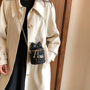 Thời Trang Cô Gái Công Chúa Không Thấm Nước Crossbody Túi Dễ Thương Bow Dễ Thương Bow Hình Trụ Ví PU Chất Liệu Dây Kéo Phụ Nữ Trang Điểm Túi Xách Tay - Product Image 5