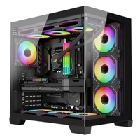 Boîtier d'ordinateur View Room avec panneau transparent intégral, barre lumineuse RGB, refroidissement liquide 360, châssis de bureau électronique MicroATX en acier pour jeux