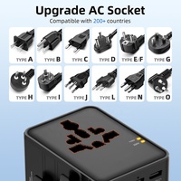 Adaptateur de voyage Worldplug 3AC GaN 45W, multi-prises, chargeur international universel, adaptateur de prise de voyage universel personnalisé