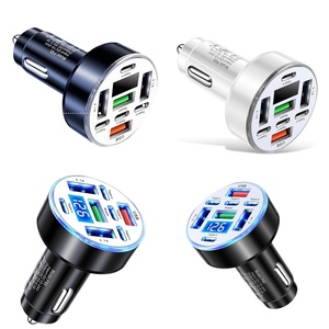 <span class=keywords><strong>Adaptateur</strong></span> de chargeur de voiture <span class=keywords><strong>USB</strong></span> <span class=keywords><strong>C</strong></span> multi-ports 8 en 1 avec affichage de la tension LED, charge super rapide pour iPhone Samsung Oneplus Huawei Vivo - Product Image 1