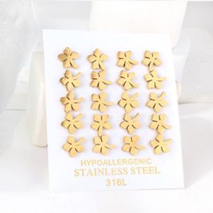 OEM Customized Fashion <b>Jewelry</b> Screw Back <b>Kids</b> 18k Gold Plated Stainless Steel Cute Children Waterproof Chunky Stud Earrings - Product Image 2