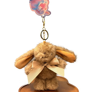 Lindo peluche de conejito de 12 cm, suave y tierno, para niñas, regalo de Pascua con lazo y llavero. - Product Image 5