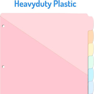 Divisori per Raccoglitori in Plastica Multicolore Traslucidi con 3 Fori Formato Lettera Tasche Assortite - Product Image 2