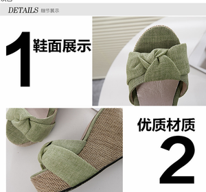 Тапочки с бантом; В наличии большие размеры, женские сандалии на танкетке, обувь <span class=keywords><strong>GC</strong></span>-209 - Product Image 6