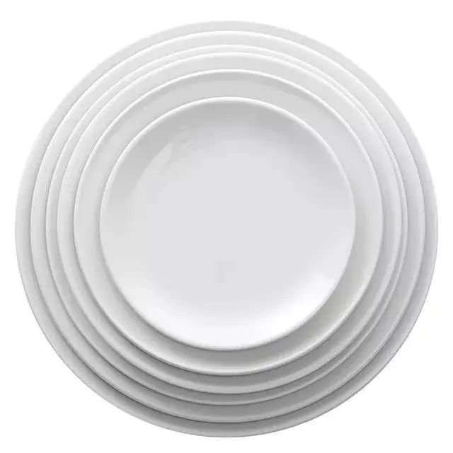 Witte Keramische Schotel Plaat Set Servies Restaurant Bruiloft Diner Plaat Set Custom Gedrukt Porseleinen Borden