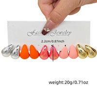 Rinhoo Ensemble de Boucles d'Oreilles Goutte d'Eau Multicolores Style Européen et Américain pour Femme, Petites Boucles d'Oreilles en Résine Acrylique avec Aiguille en Acier Inoxydable, Bijoux
