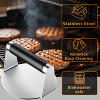 Presse à jambon en acier inoxydable Offre Spéciale avec poignée anti-brûlure Hamburger Smasher Outil pour plaque chauffante Smasher Burger Press