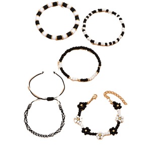 Fashionable and versatile creative color-blocked seed bead flower stacked <b>bracelet</b> <b>set</b>, simple design, hand-woven elastic - Product Image 5