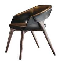 PurelyFeel Designer Minimaliste De Luxe Haut De Gamme En Bois Massif Vintage En Cuir PU Chaise De Salle À Manger Accoudoir Réception Chaise De Lecture