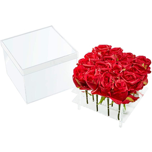 2-<strong>tier</strong> Wedding Acrylic Flower Box for Transparent <strong>Display</strong> Storage <strong>Case</strong> Rose <strong>Display</strong> Box Square Vase Luxury for Birthday Gift - Product Image 5
