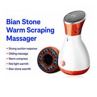 Appareil de massage 3-en-1 chauffant pour ventouses et Gua Sha avec base en pierre Bian, masseur corporel à grain de bois pour massage coulissant et relaxation