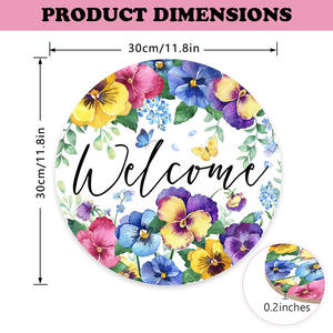 Panneau de porte suspendu en bois au design Art Déco, motif floral de primulas décoratif, vente en gros - Product Image 6