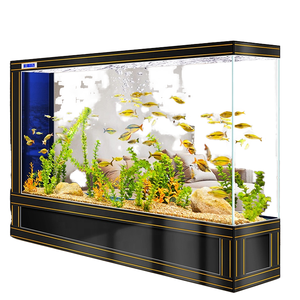 Aquário Retangular de Vidro Personalizado com Suporte, Sistema de Filtragem Lateral Sem Borda de 3 Camadas, Grande Capacidade 500L-1000L para Mesa/Sala de Estar - Product Image 1
