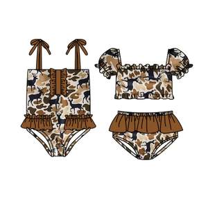 Preventa al por mayor: Trajes de baño de verano con estampado de camuflaje para niñas y niños, ropa infantil de boutique, nueva moda, algodón orgánico, precio de fábrica (MOQ 5) - Product Image 3