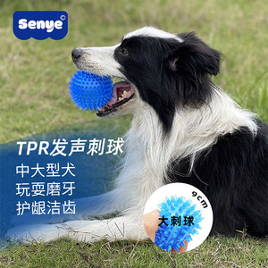 Ballon jouet populaire transfrontalier, en TPR haute élasticité, sonore, à picots, flottant, résistant aux morsures, pour le nettoyage des dents des chiens - Product Image 1