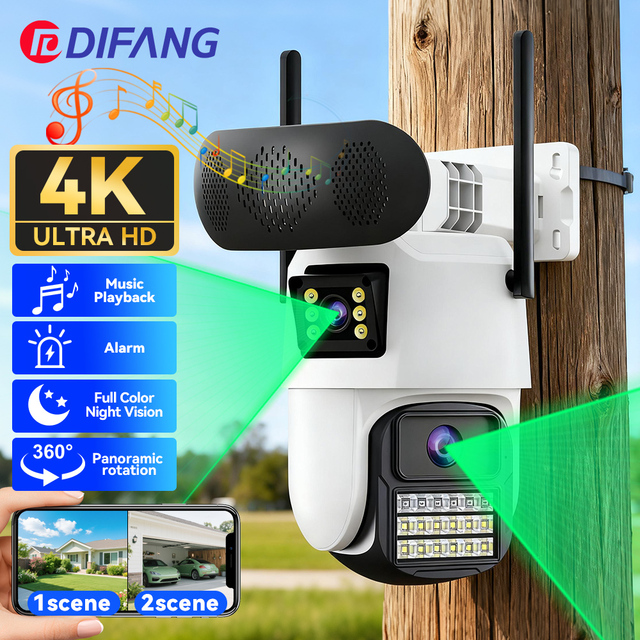 6MP PTZ Wireless IP Security Camera Speaker Cloud Storage IP66 CMOS Sensor Motion Humanoid Detection Intelligent Sound Alarm