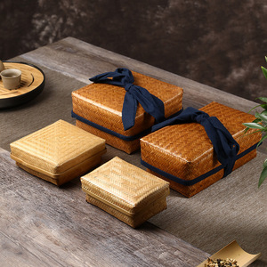 Handmade <b>Bamboo</b> Woven Storage Box Rectangle Natural Material For Neatening And Storage Japanese Style Decorative Basket - Product Image 2