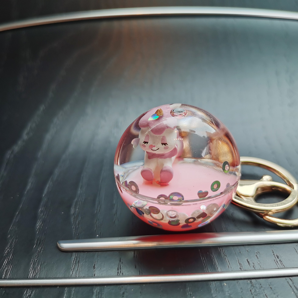 Portachiavi Unicorno Rosa Con Pietre Glitterate E Moschettone - Regalo Per Bambine E Ragazze
