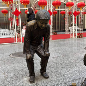 Grandes esculturas de figuras de bronce fundido para exteriores de antiguos abuelos y nietos jugando al ajedrez, adornos decorativos - Product Image 4