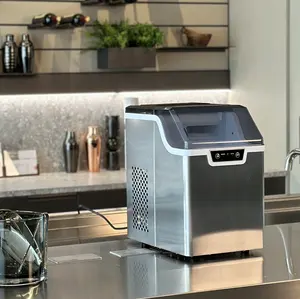 Máquina para hacer hielo Nugget, máquina de hielo sónica autolimpiante para cocina/oficina/parte superior de fiesta con hielo de pellets masticable suave, 27lbs 150