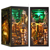Kit de puzzle en bois 3D DIY pour coin lecture avec lumières LED - Mini-jouet éducatif pour les boutiques de cadeaux et les magasins en ligne
