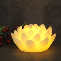 Lilin Dekorasi Rumah LED, Pilar Dekorasi Rumah Warna Putih Hangat Tipe Bunga LOTUS Tanpa Api Baterai