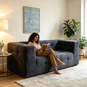 Divano Comprimibile Sottovuoto con Tessuto in Shearling, Design Minimalista, Arredamento Compatto per Soggiorno in Spazi Ridotti - Product Image 6