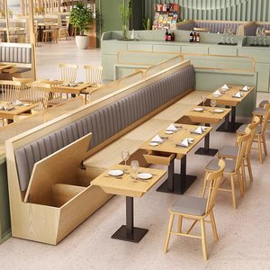 Conjunto de Asientos Modernos de Doble Cara para Restaurante, Mesa y Sillas de Comedor de Madera Estilo Nórdico para Cafetería y Cantina - Product Image 2