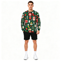 Sweat-shirt à col rond pour homme avec impression intégrale personnalisée OEM ODM, icônes de Noël, pour porter en Noël
