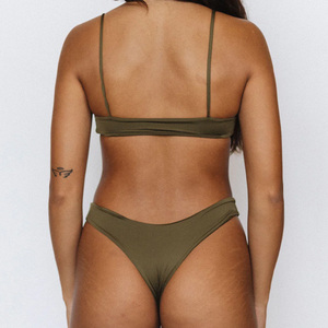 OEM Maßgeschneiderter Grüner Tanga-Bikini Wendbar Antibakteriell Umweltfreundlicher Spandex/Nylon-Stoff Sexy Badeanzug für Damen Bademode - Product Image 2
