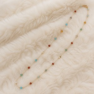 Colliers en perles de pierres naturelles multicolores avec chaîne satellite plaquée or, style bohème pour femmes, OEM/ODM, vente en gros - Product Image 2