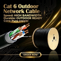 Cable de Red UTP Cat6 de Grado Industrial para Exteriores, 23AWG, Cobre Sólido, Resistente a la Intemperie, 250MHz, Alta Velocidad, OEM de Fábrica
