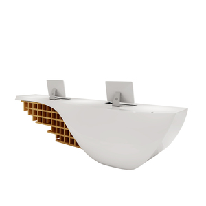 QTZ19 Escritorio de oficina único Mostradores delanteros de lujo Muebles de oficina personalizados Mostrador de recepción moderno Diseño Mostrador de recepción blanco - Product Image 5