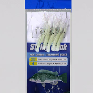 Umpan Sabiki Bercahaya untuk Memancing Air Asin 6-<span class=keywords><strong>String</strong></span> Kulit Ikan Asli Bulu Makarel Umpan Lunak Buatan PVC Karbon Zander Pike - Product Image 1