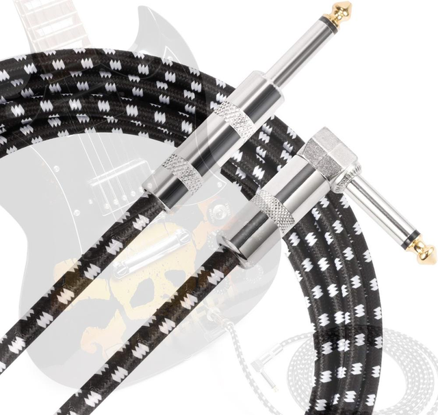 Fashion Premium Nylon Braided 6.35mm Head Male to Male Guitar Cable Mono Audio Plug Instrument Cable From Bofan