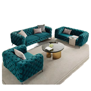 Canapé en cuir blanc de style américain haut de gamme pour boîte de nuit, ensemble de canapés décontractés en velours - Product Image 1