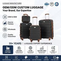 Ensemble de Valises Trolley Unisexe à Coque Rigide Personnalisable en ABS Durable avec 3 Roues Doubles Rotatives, Fermeture Éclair en Polyester – Vente en Gros