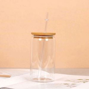 Vaso de aluminio de 16oz para sublimación, tipo lata de cerveza, de pared simple, con tapas y pajitas, Novedad - Product Image 3