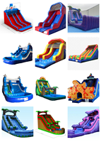 Tobogán Acuático Inflable Comercial DolphinToboggan para el Verano, Tobogán Acuático Inflable con Diseño de Palmera de 18 OZ