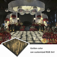 Décoration d'événements LED, mariage, paillettes dorées, étoiles scintillantes, piste de danse féerique, miroir 3D infini, piste de danse LED disco 3D