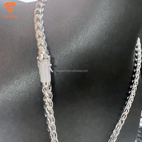 Chaîne en corde, bijoux fins, argent sterling 925, 6 mm, sertie de moissanite VVS, collier hip hop, chaîne franco avec fermoir en diamants