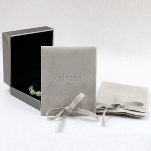 Luxury Mini Custom Logo <b>Printed</b> Velvet Gift Jewelry Bag Suede Envelope Earring Jewelry <b>Packaging</b> Pouch with Flap - Product Image 1